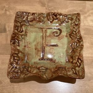 Jennie Hillman handmade “F” monogrammed Pottery Platter